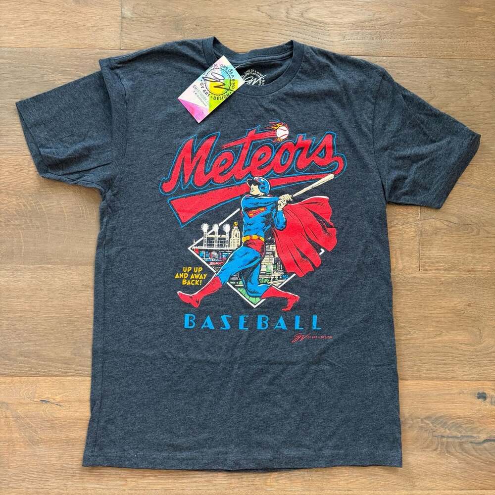 GV Art And Design Cleveland Meteors Superman Baseball T-Shirt Men’s Large